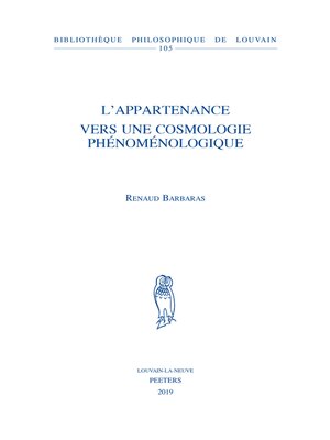cover image of L'appartenance